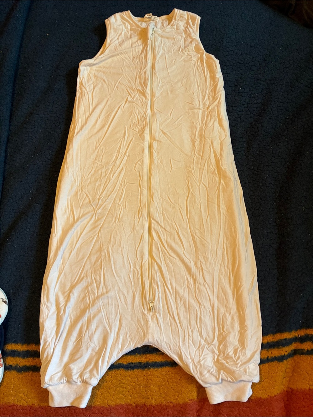 Kids Sleeveless white Sleep Sack Pajamas with Front Zipper